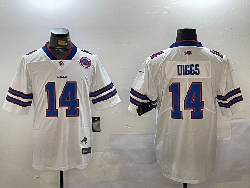 Men Buffalo Bills #14 Diggs White Second generation 2024 Nike Limited NFL Jersey style 3